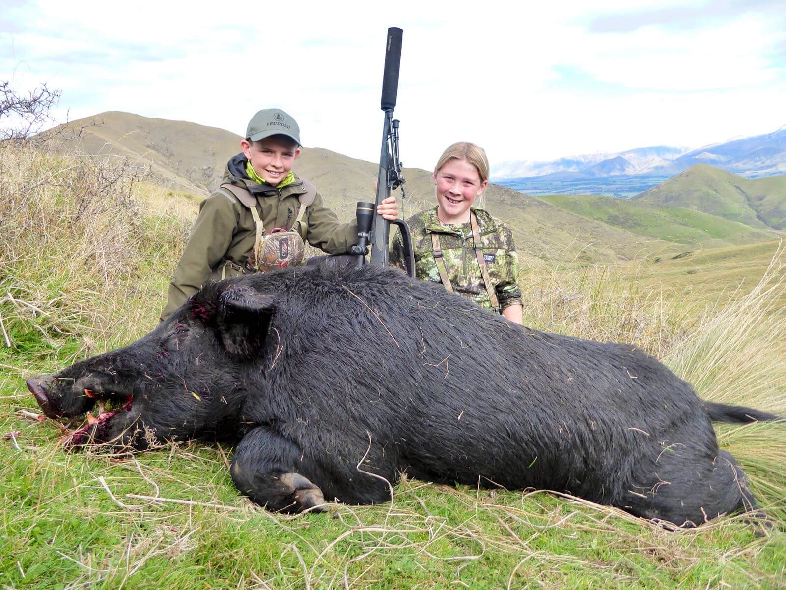 2018 wild boar trophy with young hunters