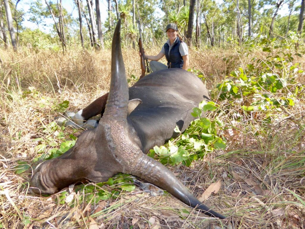 Hunter with a trophy Banteng bull